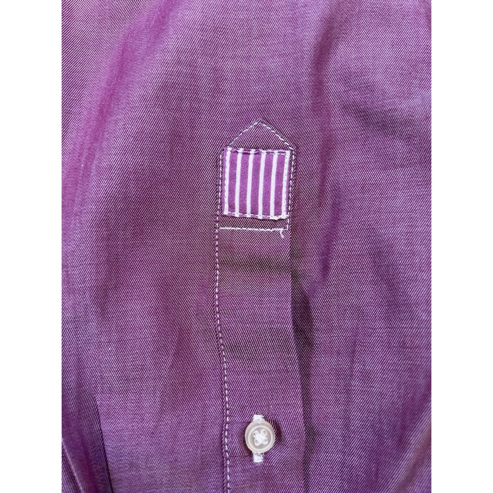 Luchiano Visconti 2-Ply Cotton Long Sleeve Shirt Mens Medium Iridescent Burgundy - Picture 6 of 16
